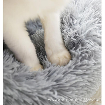 luxury donut round plush dog pet cat bed